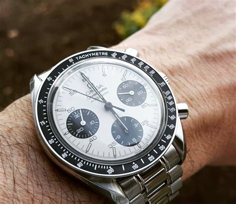 omega speedmaster white panda|white dial omega speedmaster.